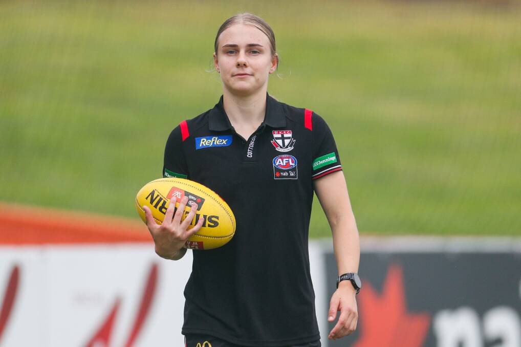 Renee Saulitis, pictured in 2021, spent four seasons on St Kilda's AFLW list. File picture 