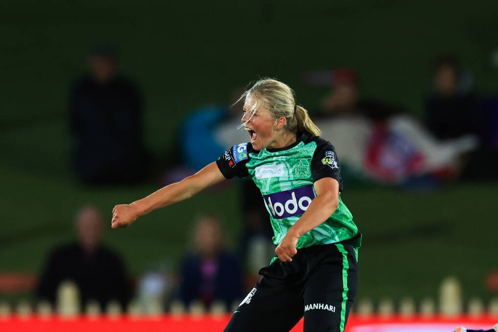Milly Illingworth was pumped after securing her first WBBL wicket for the Melbourne Stars. Picture by Getty Images 