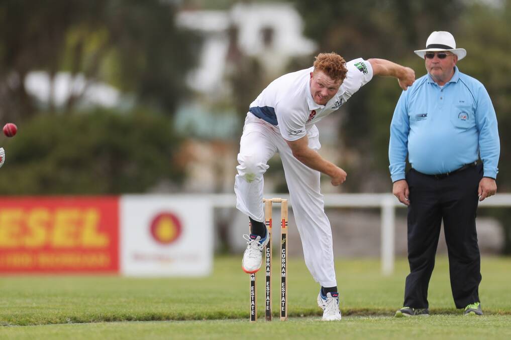 Lachlan Wareham, pictured in 2019, took four wickets in Mortlake's win against Dennington on Saturday. Picture by Morgan Hancock 