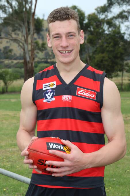 Josh Rentsch in Penshurst's famous black and red stripes. Picture by Tracey Kruger 