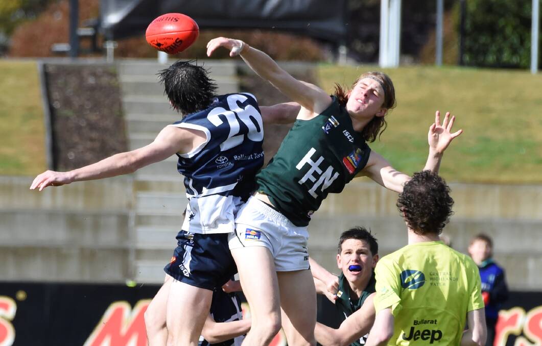 Luke Kavenagh pictured in the ruck for the Hampden under 17 interleague team. He made his senior debut for Camperdown on Saturday. Picture by Lachlan Bence 