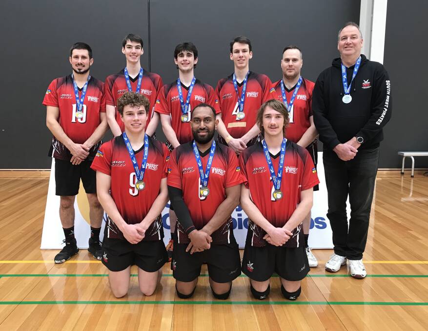 Warrnambool Volleyball Association's South West Pirates were named division two men's silver medallists at the Victorian country championships. Picture supplied 