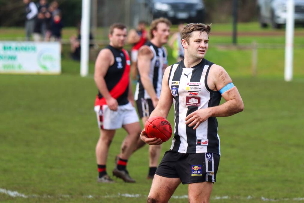 Camperdown skipper Charlie Lucas was injured in the Pies' loss to Cobden. Picture by Justine McCullagh-Beasy 