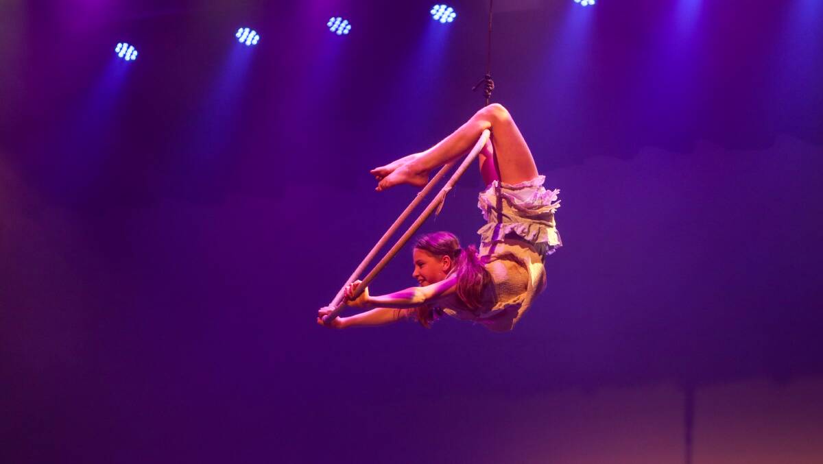 TALENT: Aerialist Amarli Frankel puts some character into her hoop performance. Picture: Rob Gunstone