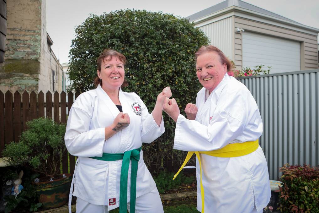 Mum and daughter duo Beck and Janet Biddle have both taken up karate which has changed their life after Janet's health battles. Picture by Anthony Brady