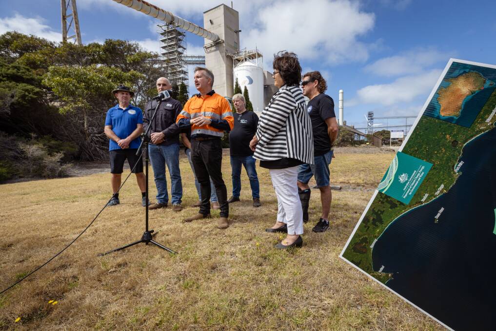 Union officials and Glenelg Shire councillors attended the announcement of the offshore wind zone and jobs for Portland. Picture by Sean McKenna