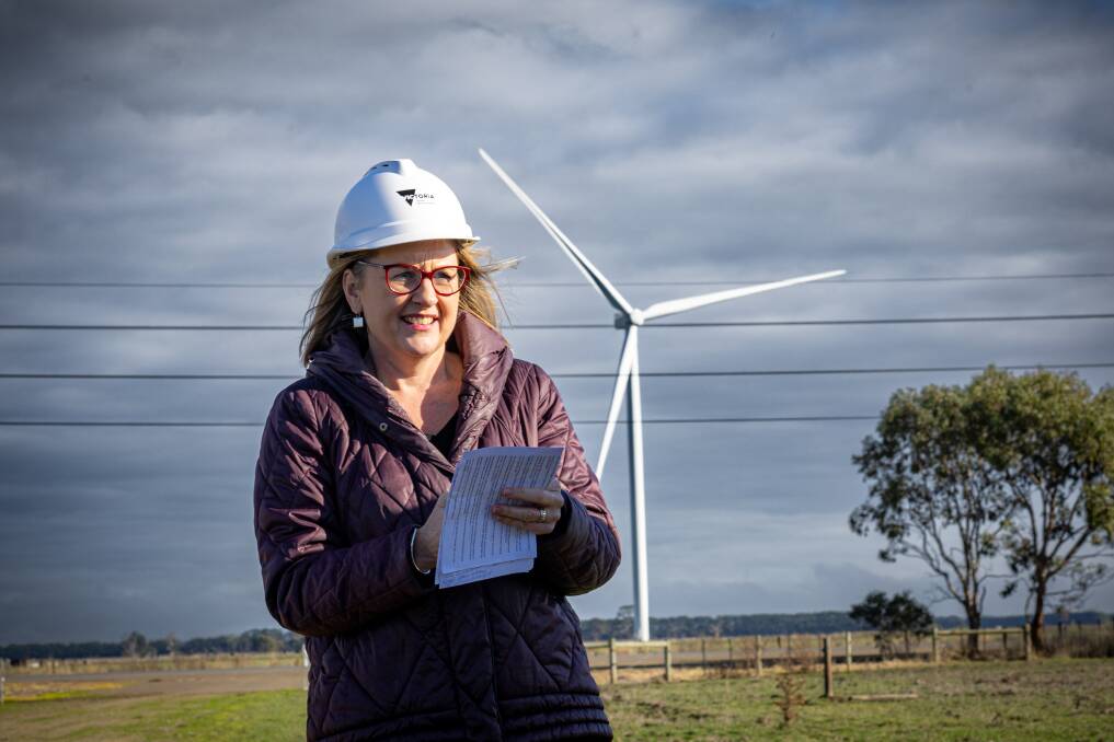 Premier Jacinta Allan at the Mortlake South Wind Farm. Picture by Eddie Guerrero