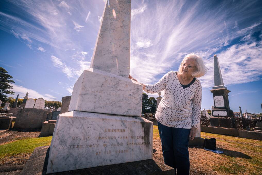 Karen Tyers will take those on the cemetery tours to the grave of William McKiernan. Picture by Sean McKenna