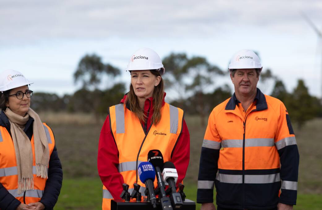 Acciona Energy's director of operations Jo Stone at the Mortlake South Wind Farm. Picture by Eddie Guerrero