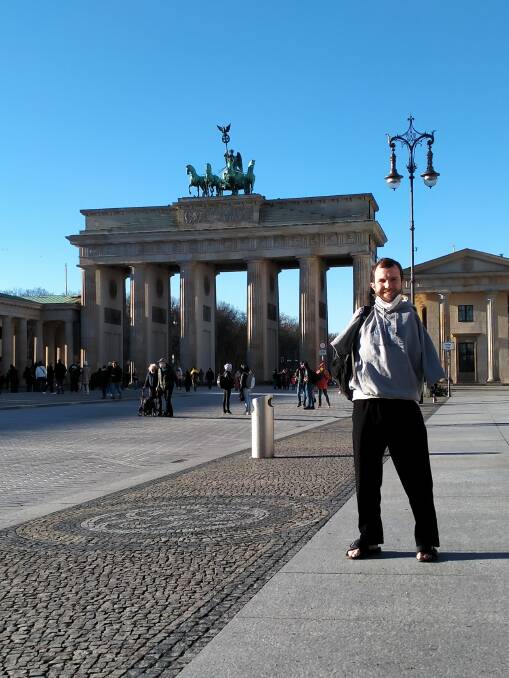 Ben Harkin at the Brandenburg Gate in Berlin, Germany in January.