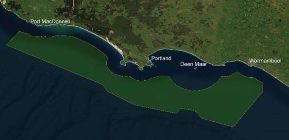 The offshore windfarm zone stretches from Warrnambool to Port MacDonnell.