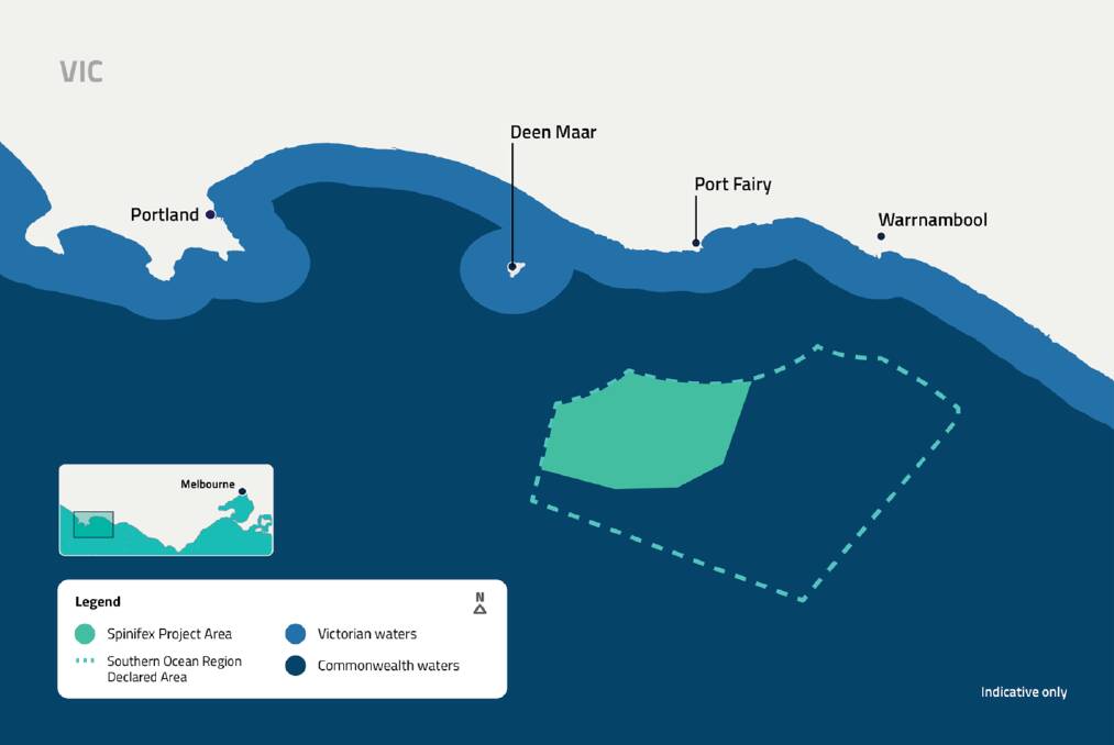 The proposed location of the Spinifex wind farm off Port Fairy.