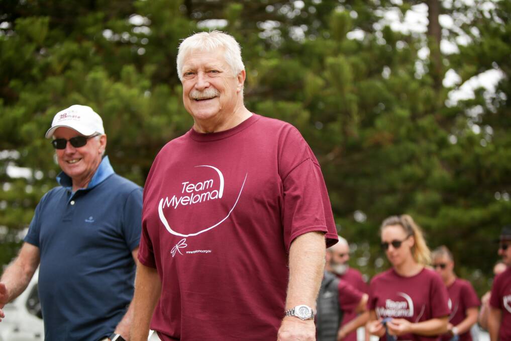 Team effort: Community stalwart Bob McMillian was joined by more than 100 others for the first fundraising walk in Warrnambool for Myeloma Australia. Picture: Chris Doheny 