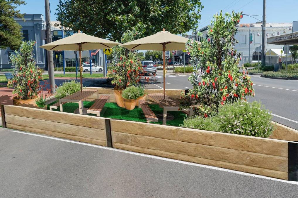 Another idea for outdoor dining at the Civic Green that was suggested by the council.