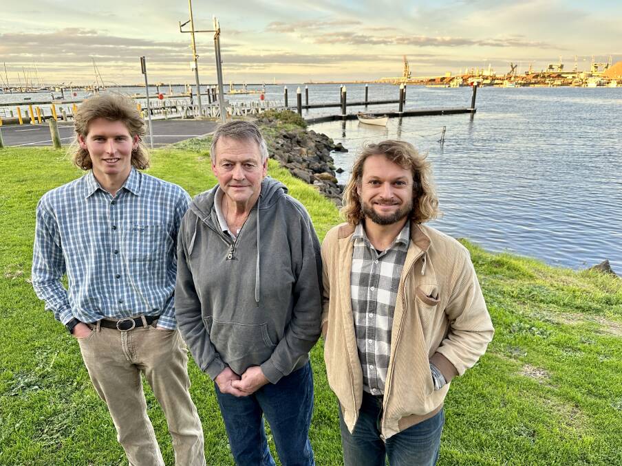 Portland Boardriders club's Joey Mulvey, commercial fisherman Peter Price and community member of the Considered Renewables Portland group Rory Carter voiced their concerns at a public meeting in Portland on Wednesday.