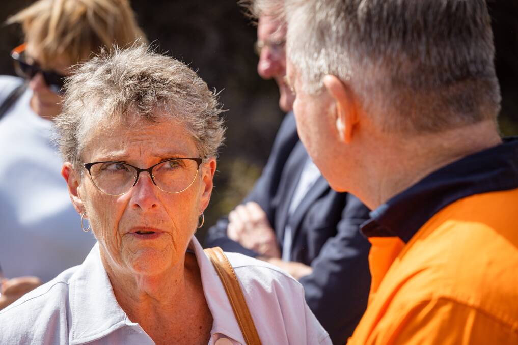 Warrnambool's deputy mayor Vicki Jellie raises her concerns with Chris Bowen. Picture by Sean McKenna 
