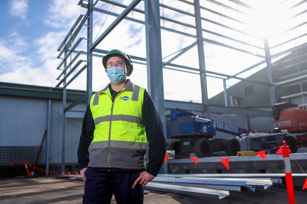 Hi-tech: Project manager Stuart Murray at the worksite of the new freezer facility which will store 12,000 cartons of meat. Picture: Morgan Hancock 