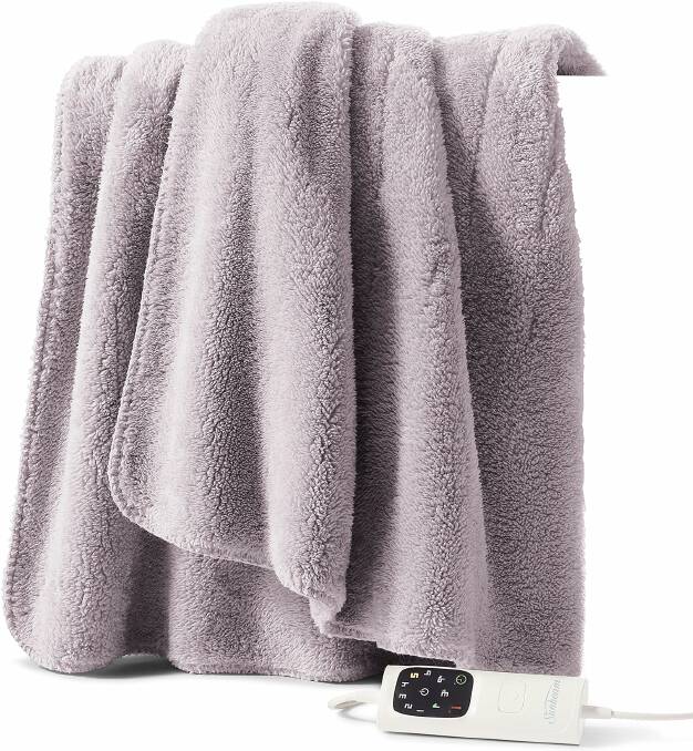 Sunbeam Feel Perfect Sherpa Fleece Heated Throw Blanket. Picture by Amazon