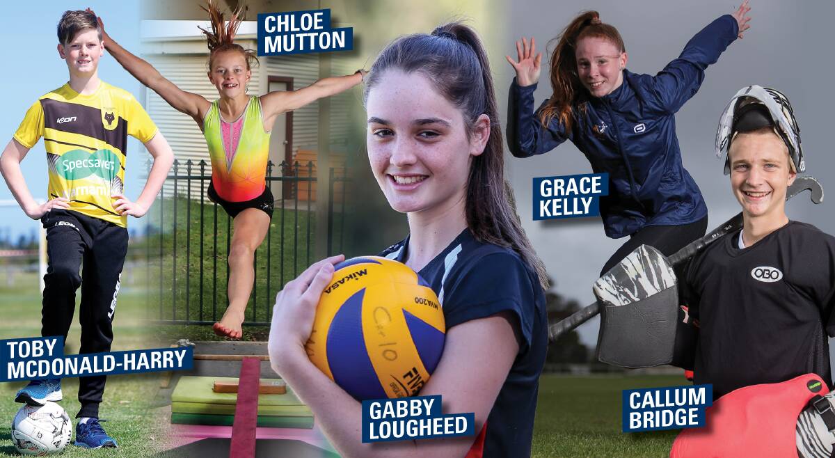 LOVE OF THE GAME: Toby McDonald-Harry, Chloe Mutton, Gabby Lougheed, Grace Kelly and Callum Bridge love their sports. Pictures: Morgan Hancock, Mark Witte, Anthony Brady