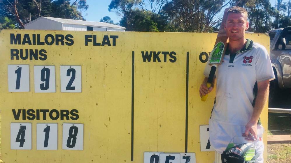 DOUBLE: Brendan Chatfield shows off his impressive score against Mailors Flat. Picture: Supplied