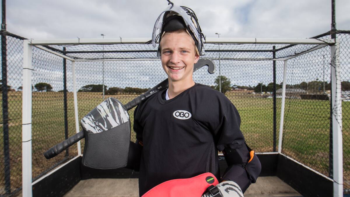 KEEPING IT OUT: Callum Bridge plays in the same position his father Mark did - goal keeper.
