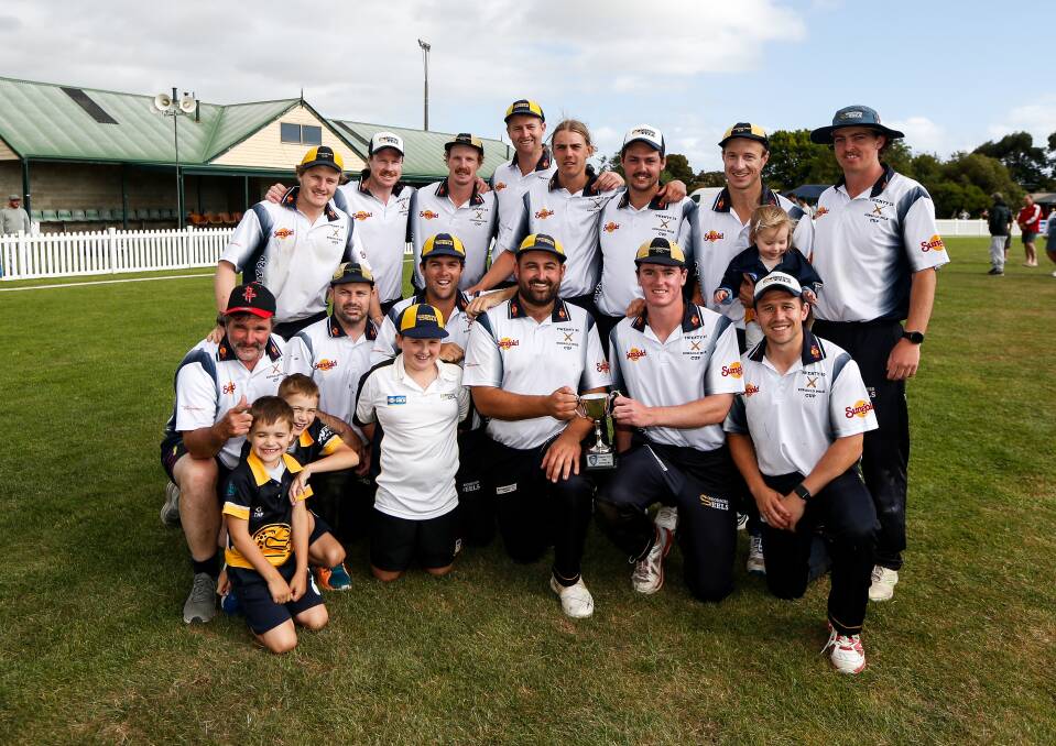 HAPPY DAYS: Woodford's players celebrate their victory in the Sungold Twenty20 Cup. Picture: Anthony Brady