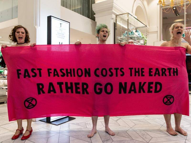 Fast fashion's high wastage has drawn the attention of protesters trying to shut down the industry. (Diego Fedele/AAP PHOTOS)