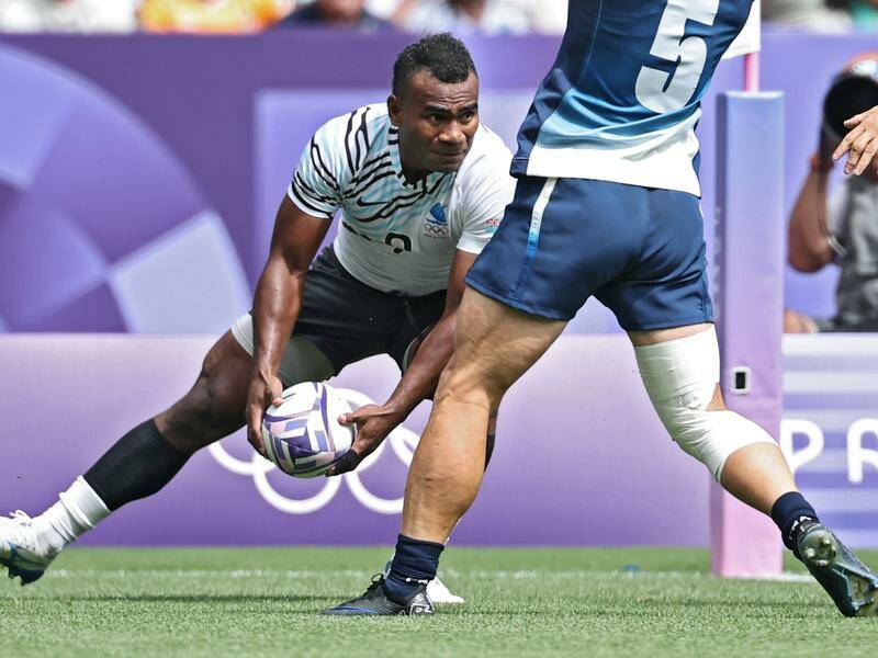 Fiji's Jerry Tuwai in action against France in the Paris Olympics rugby sevens. Photo: EPA PHOTO