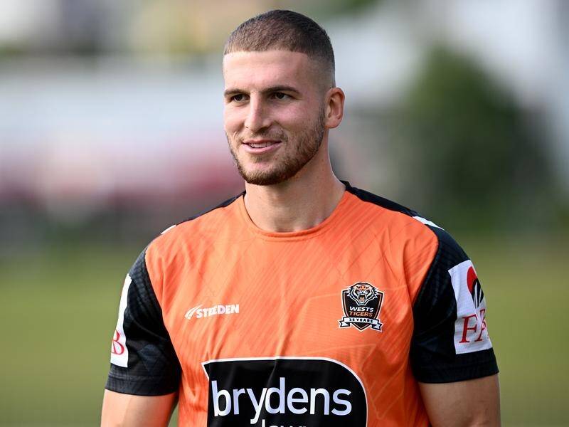 Adam Doueihi will remain in Wests Tigers colours until at least the end of next season. (Dan Himbrechts/AAP PHOTOS)