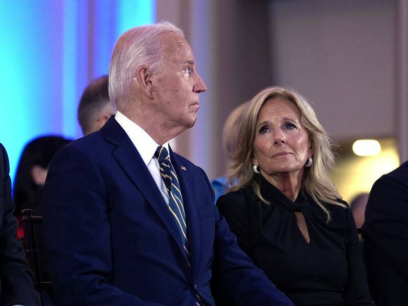 Jill Biden has reposted her husband's post on X via her private account with a two hearts emoji. Photo: AP PHOTO