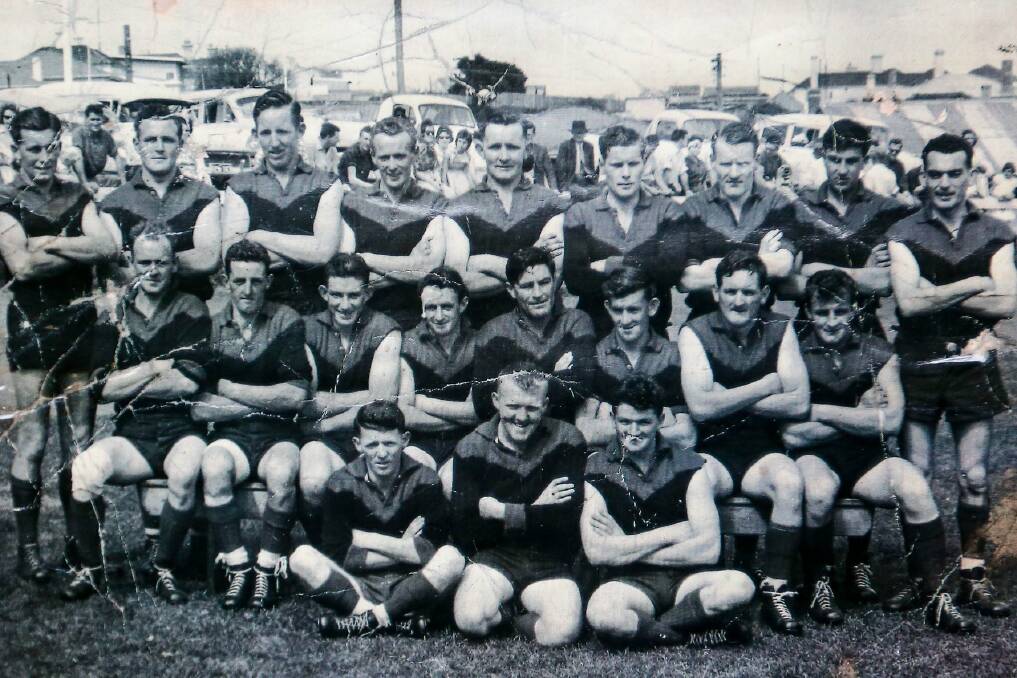 The last Tower Hill Football Club premiership team, in 1961. Coach Don Grossman is fifth from the left in the middle row. Picture supplied