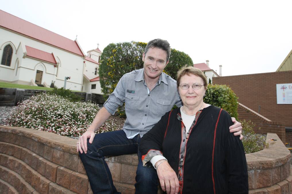 Dave Hughes with his late mother Carmel in 2010 at Emmanuel College in Warrnambool. File picture