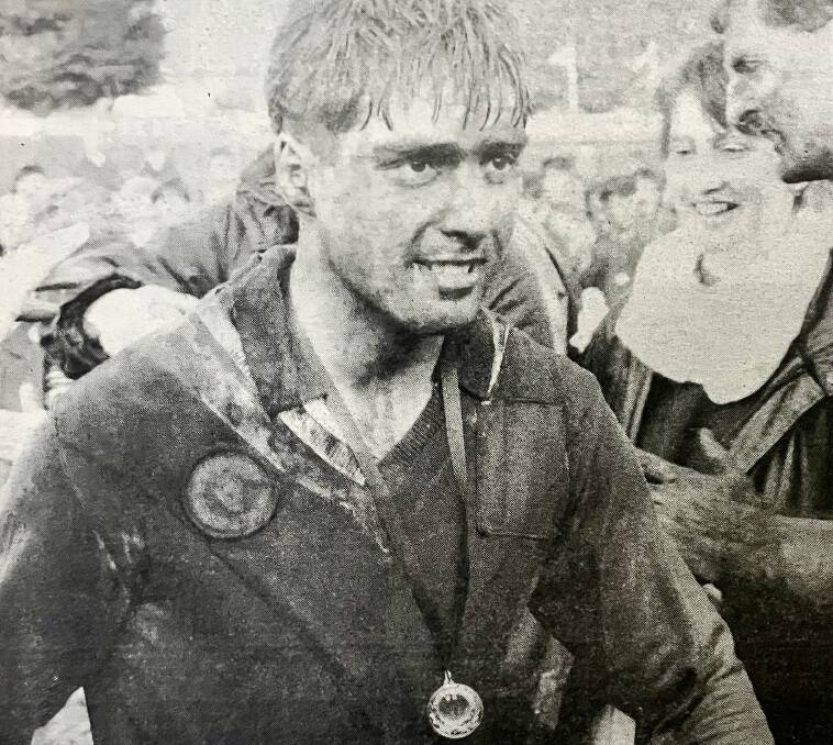 South Warrnambool's Leigh Marris after winning the best-on-ground medal in the 1991 Hampden grand final. File picture 