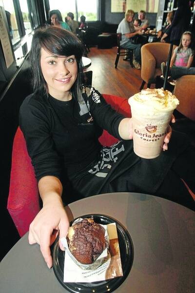 Gloria Jean's Bianca Kavanagh has two kinds of chocolate . 090930am22 Warrnambool Chocolate Week.Pictured from drink  PICTURE: ANGELA MILNE