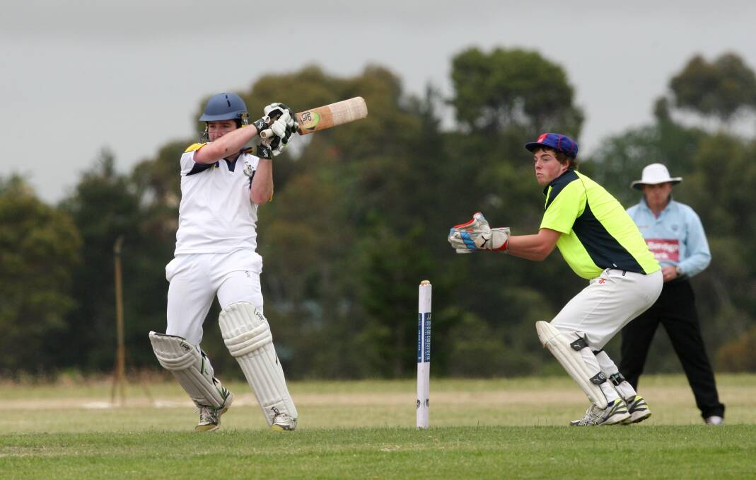 Warrnambool and District Cricket Association’s Josh Stapleton looks to score a six.