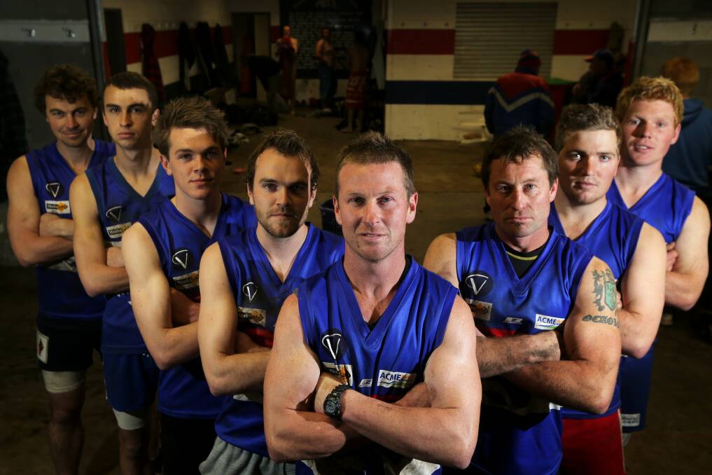 Panmure brothers in arms Daniel Meade (left), Ben Meade, Jeremy Bidmade, Jye Bidmade, Simon O'Keefe, Adam O'Keefe, Sam Mahony and Ben Mahony are ready to take the WDFNL premiership from Kolora-Noorat. 