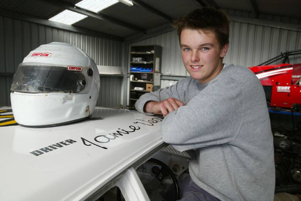 Jamie Veal, 15, prepares to race his sedan at Simpson.