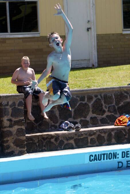 Braydan Anderson, 12, from Terang at the town's swimming pool opening day.