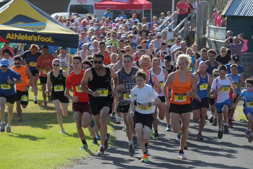 About 200 people start the 5km fun run held on the first night of the Warrnambool Athletics Club summer series. Picture: DAVE LANGLEY